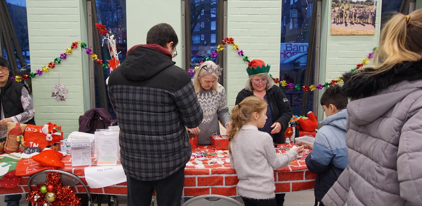 Residents enjoying a Christmas fayre.