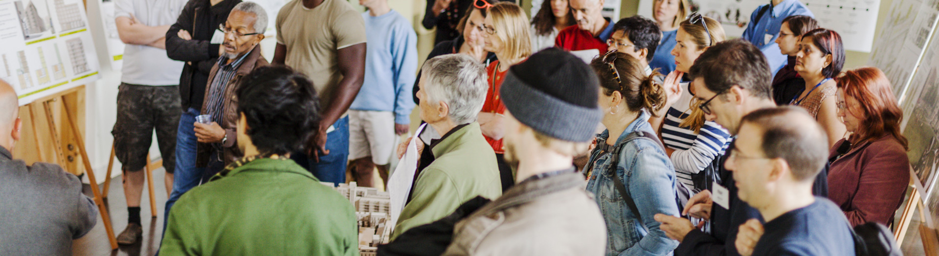 Residents gather at a consultation meeting. 