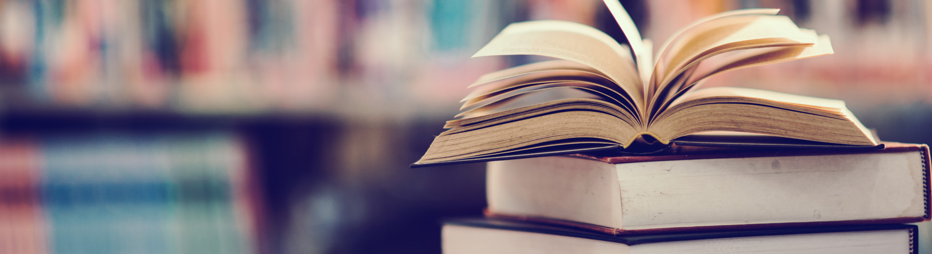 Open books in a library