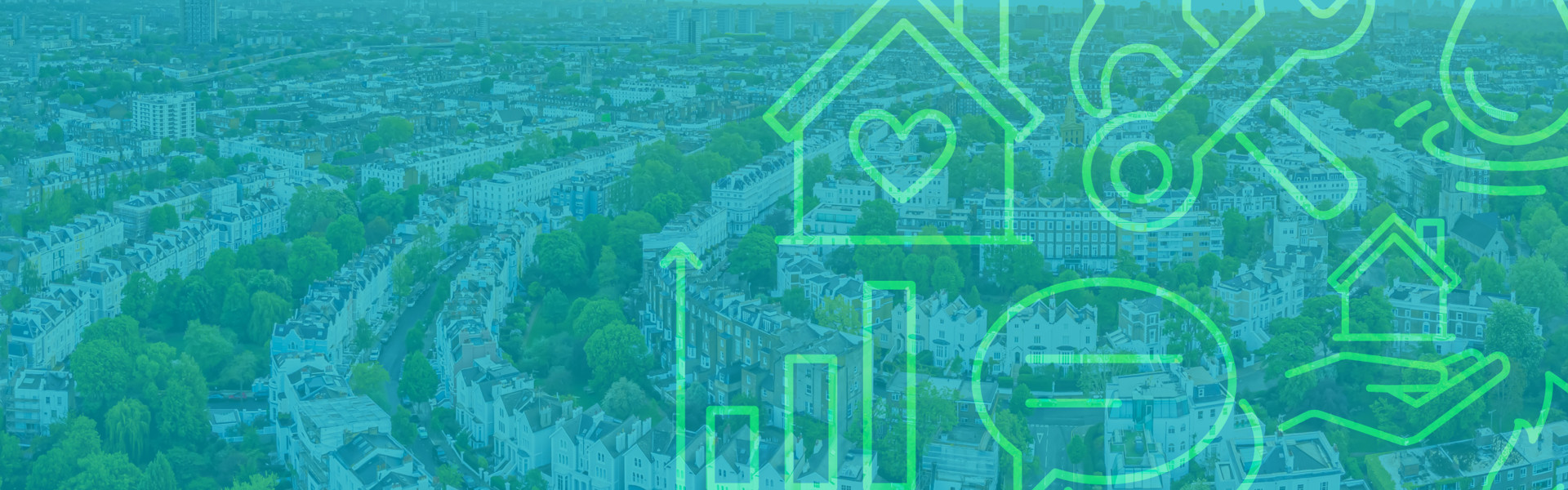Banner showing an image of homes in London