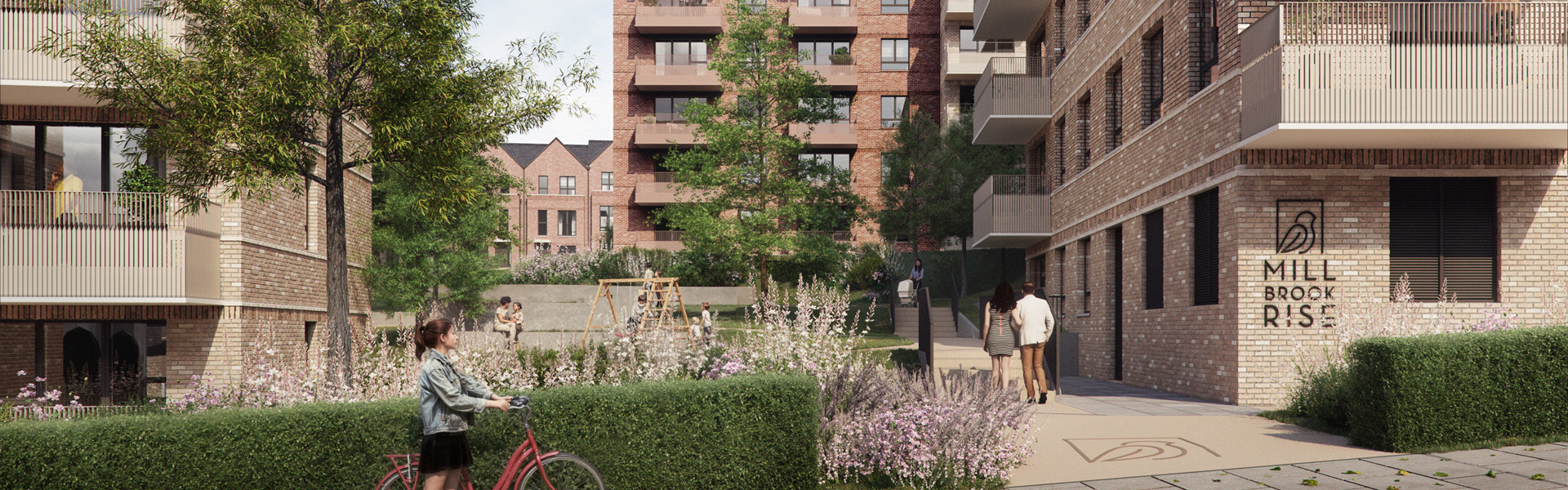 Image showing the front of new buildings at Millbrook Rise