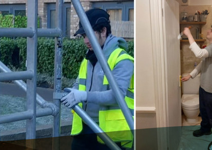 Colleagues doing cosmetic building work