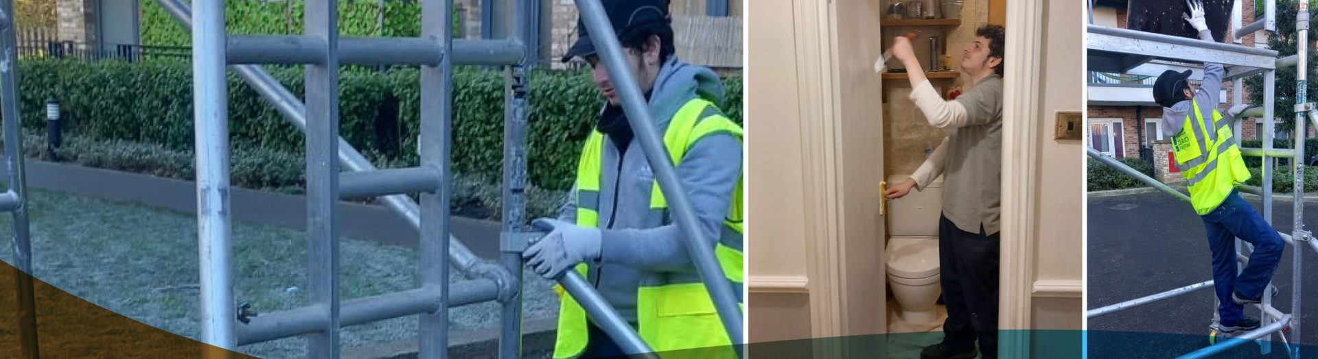Colleagues doing cosmetic building work
