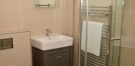 Shower room, sink and toilet