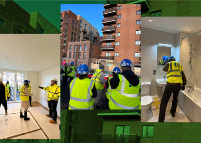 Residents viewing the new flats