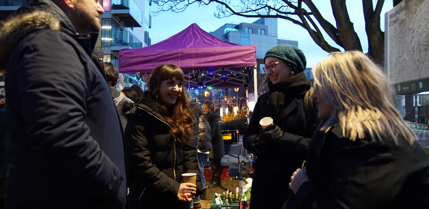 People enjoying festive celebrations on the street