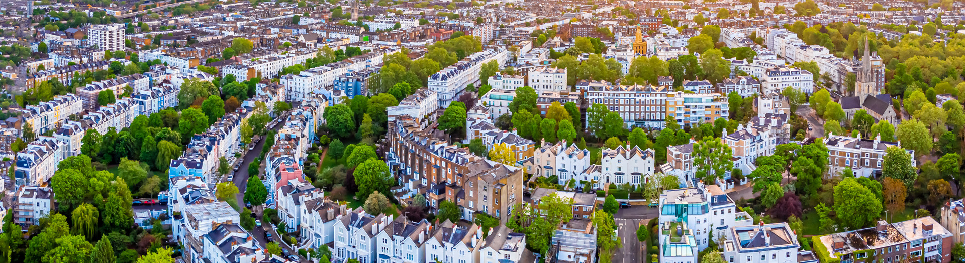 Aerial view over west London