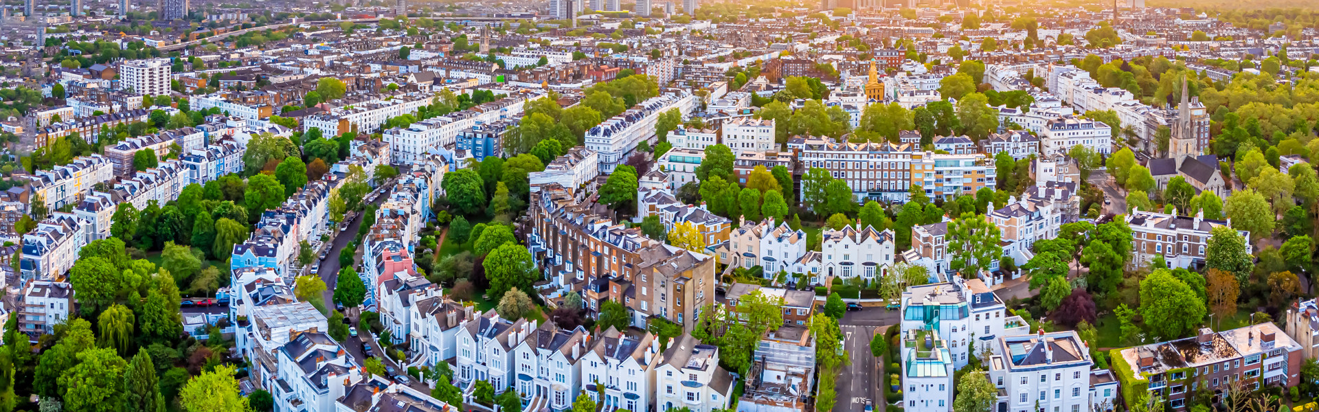 Aerial view over west London