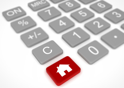 A calculator with a housing button