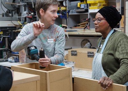 Two women in a workshop